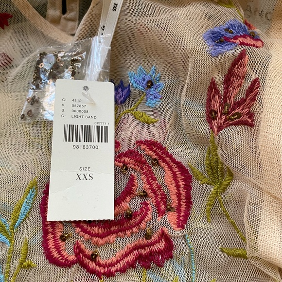 Anthropologie The Layla Long-Sleeve Appliqué Mesh Blouse size 2XS XXS new - Picture 10 of 10